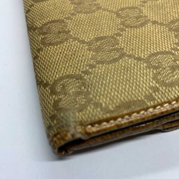 Authentic GUCCI Vintage Brown / Tan Canvas & Leather Double Sided Bifold Wallet - Picture 4 of 11